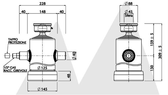 Kippzylinder 5-stufig H = 840 mm