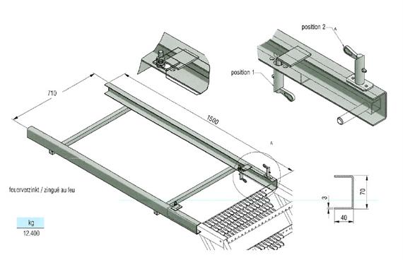 Rahmen zu ausziehbarer Treppe B= 710 mm